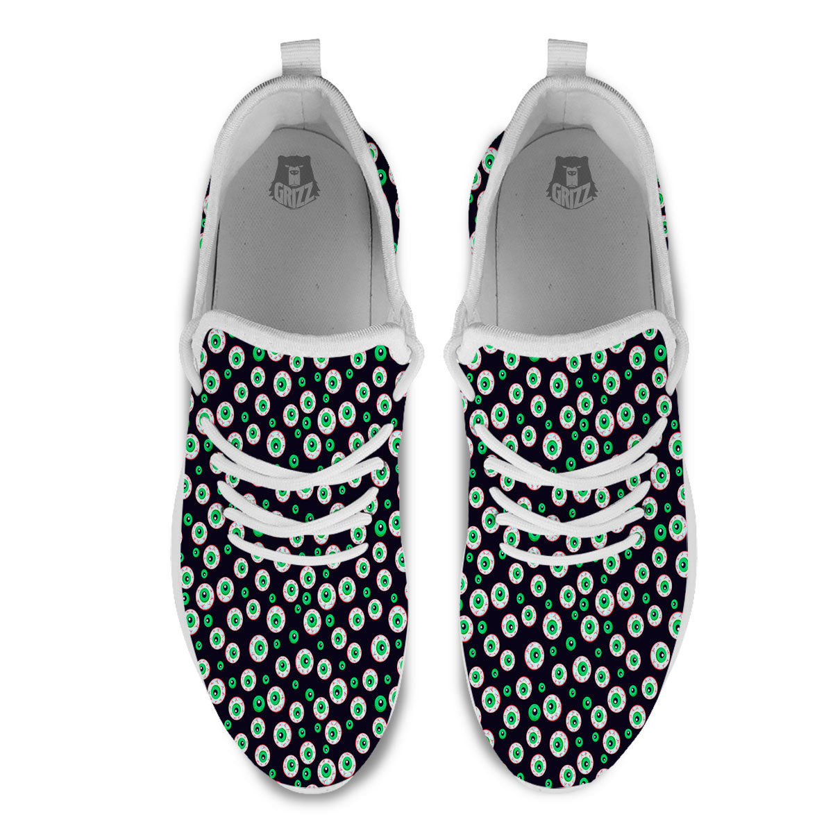 Eyeball Creepy Print Pattern White Athletic Shoes-grizzshop