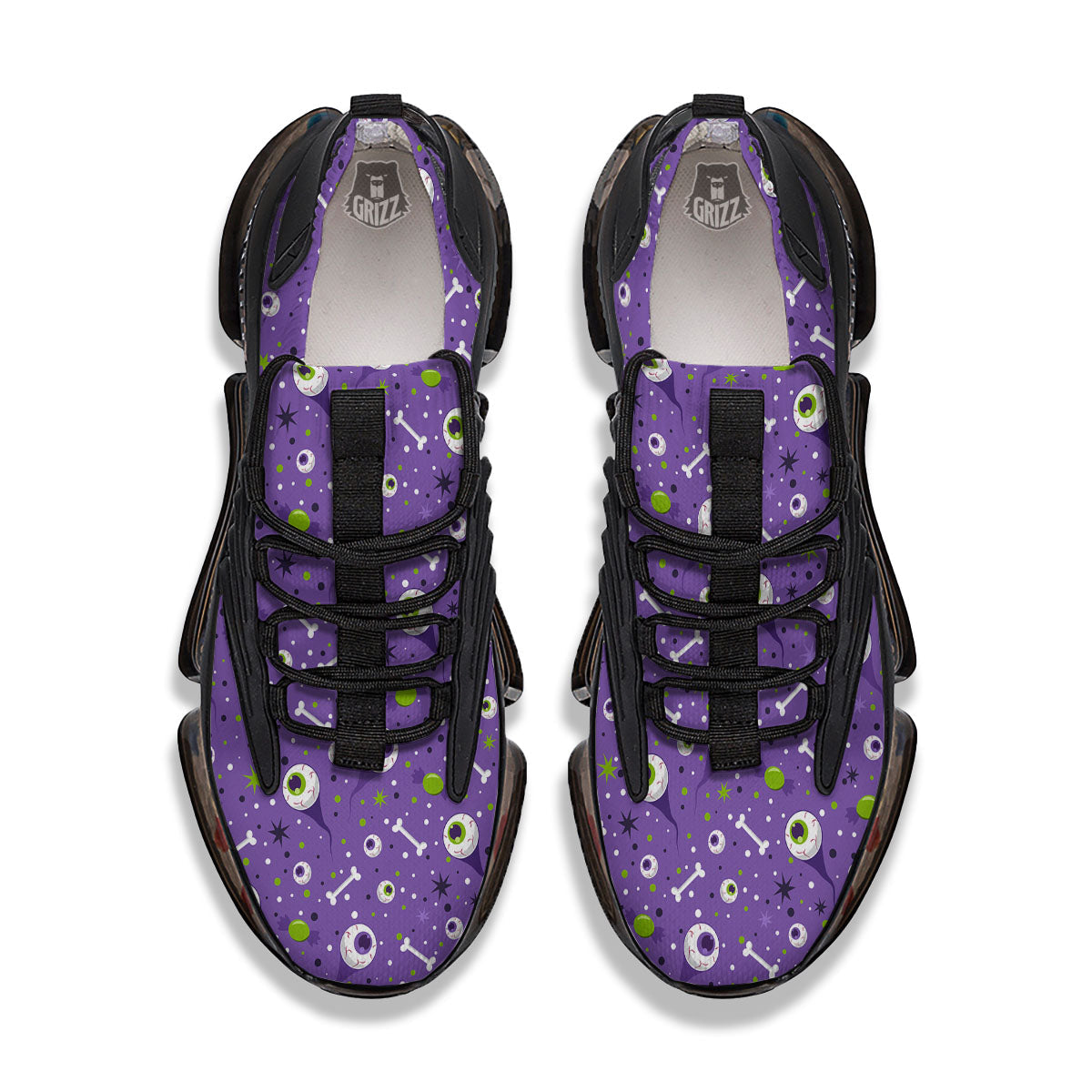 Eyeball Halloween Print Pattern Black Gym Shoes-grizzshop