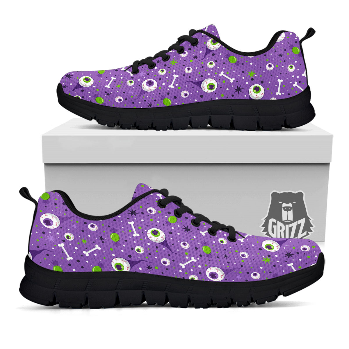 Eyeball Halloween Print Pattern Black Sneaker-grizzshop