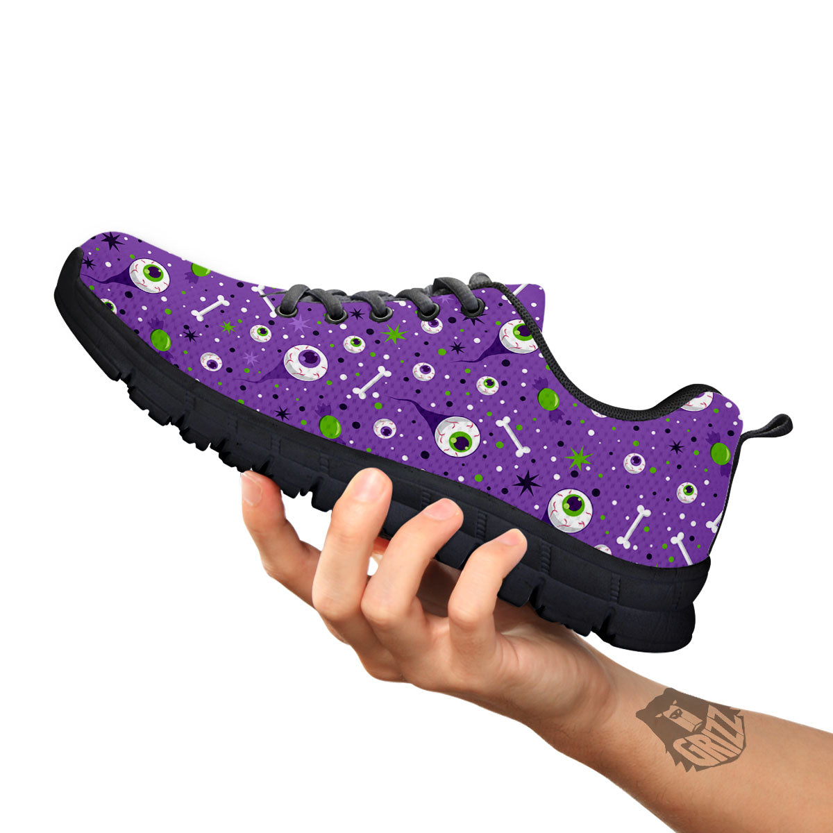 Eyeball Halloween Print Pattern Black Sneaker-grizzshop