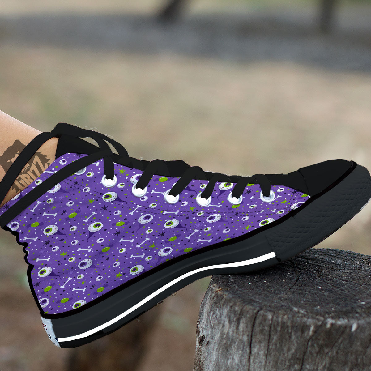 Eyeball Halloween Print Pattern High Top Shoes-grizzshop