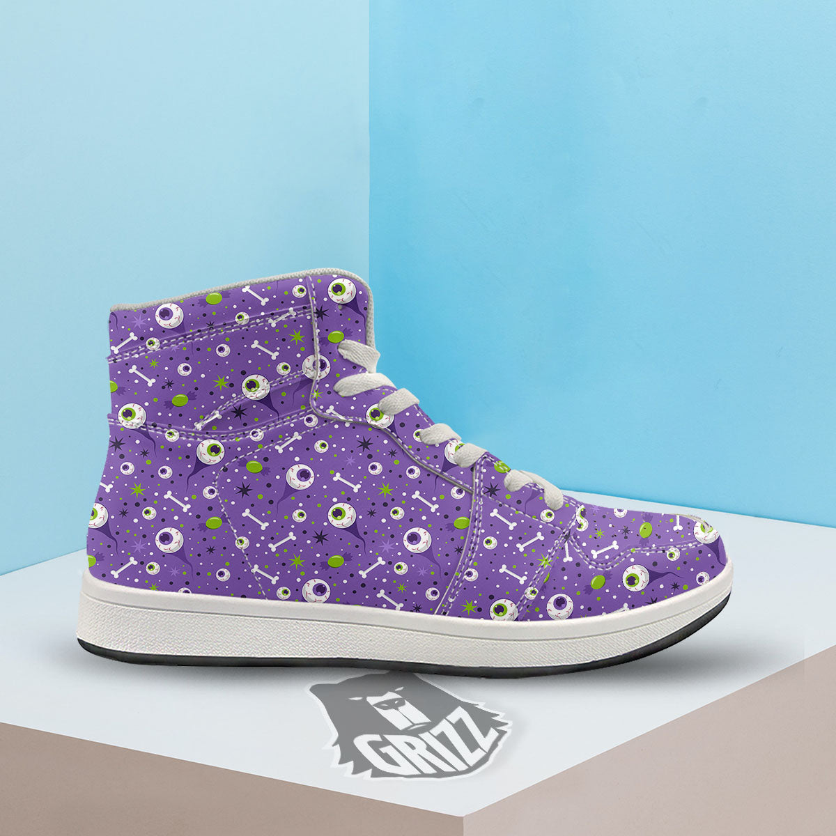 Eyeball Halloween Print Pattern High Top Sneakers-grizzshop