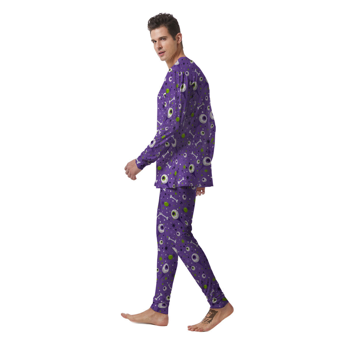 Eyeball Halloween Print Pattern Men's Pajamas-grizzshop