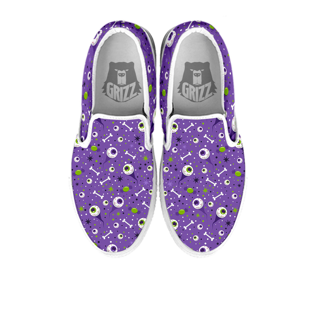 Eyeball Halloween Print Pattern White Slip On Shoes-grizzshop