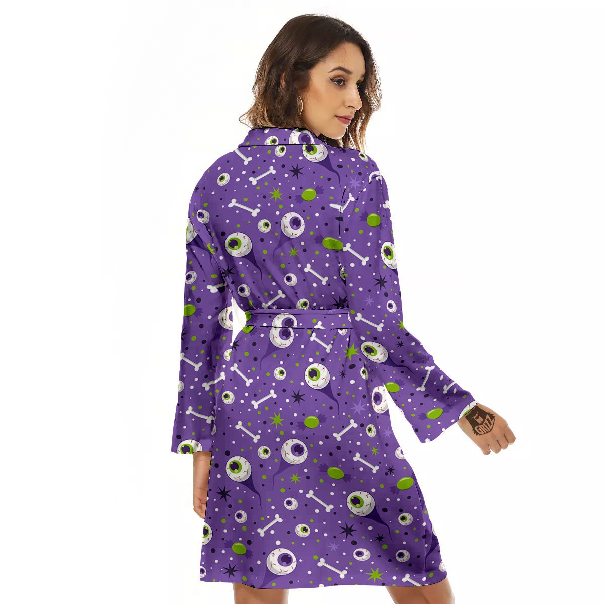 Eyeball Halloween Print Pattern Women's Robe-grizzshop
