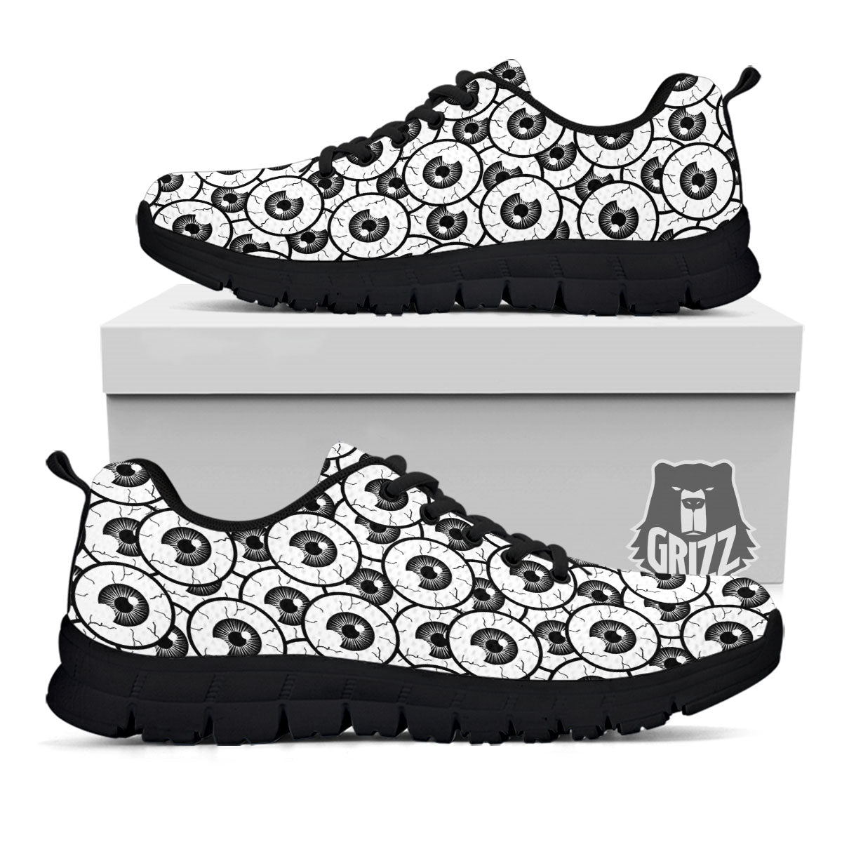 Eyeball Print Pattern Black Sneaker-grizzshop