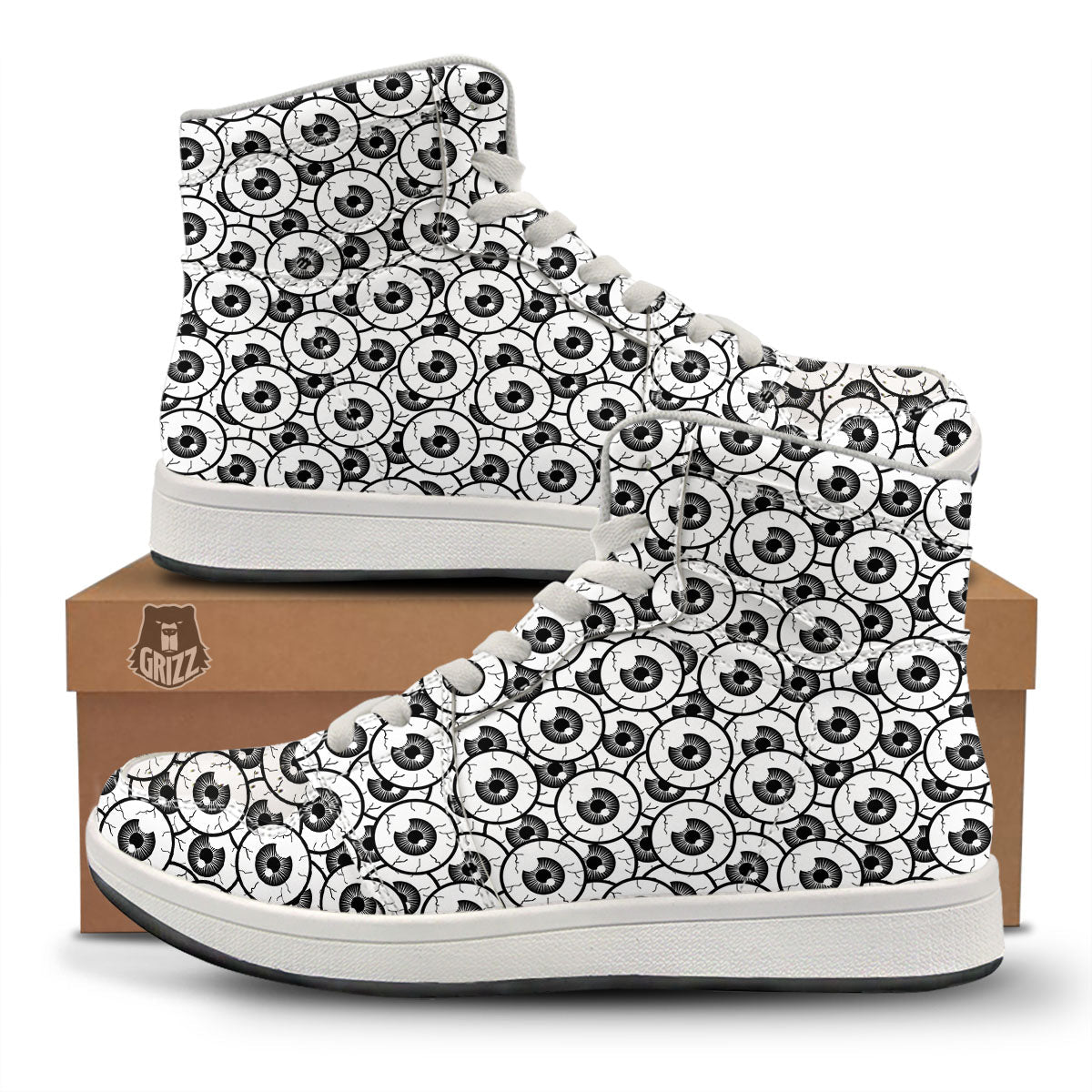 Eyeball Print Pattern High Top Sneakers-grizzshop