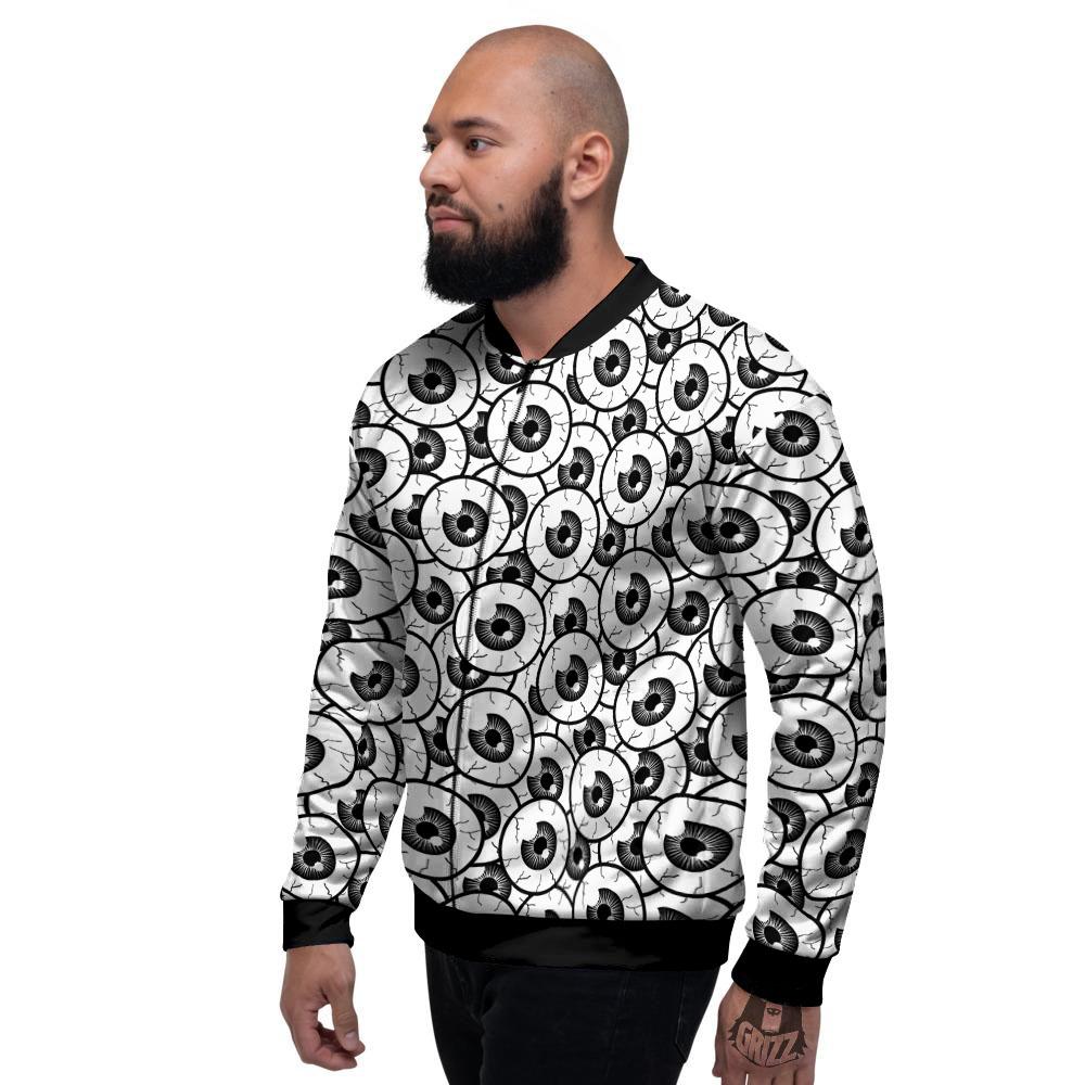 Eyeball Print Pattern Men's Bomber Jacket-grizzshop