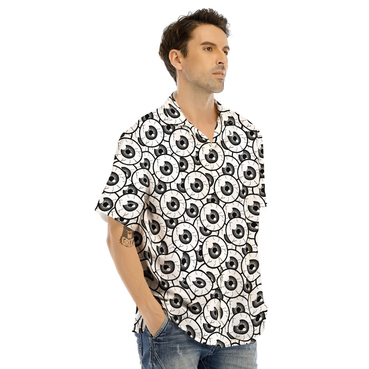 Eyeball Print Pattern Men's Hawaiian Shirt-grizzshop