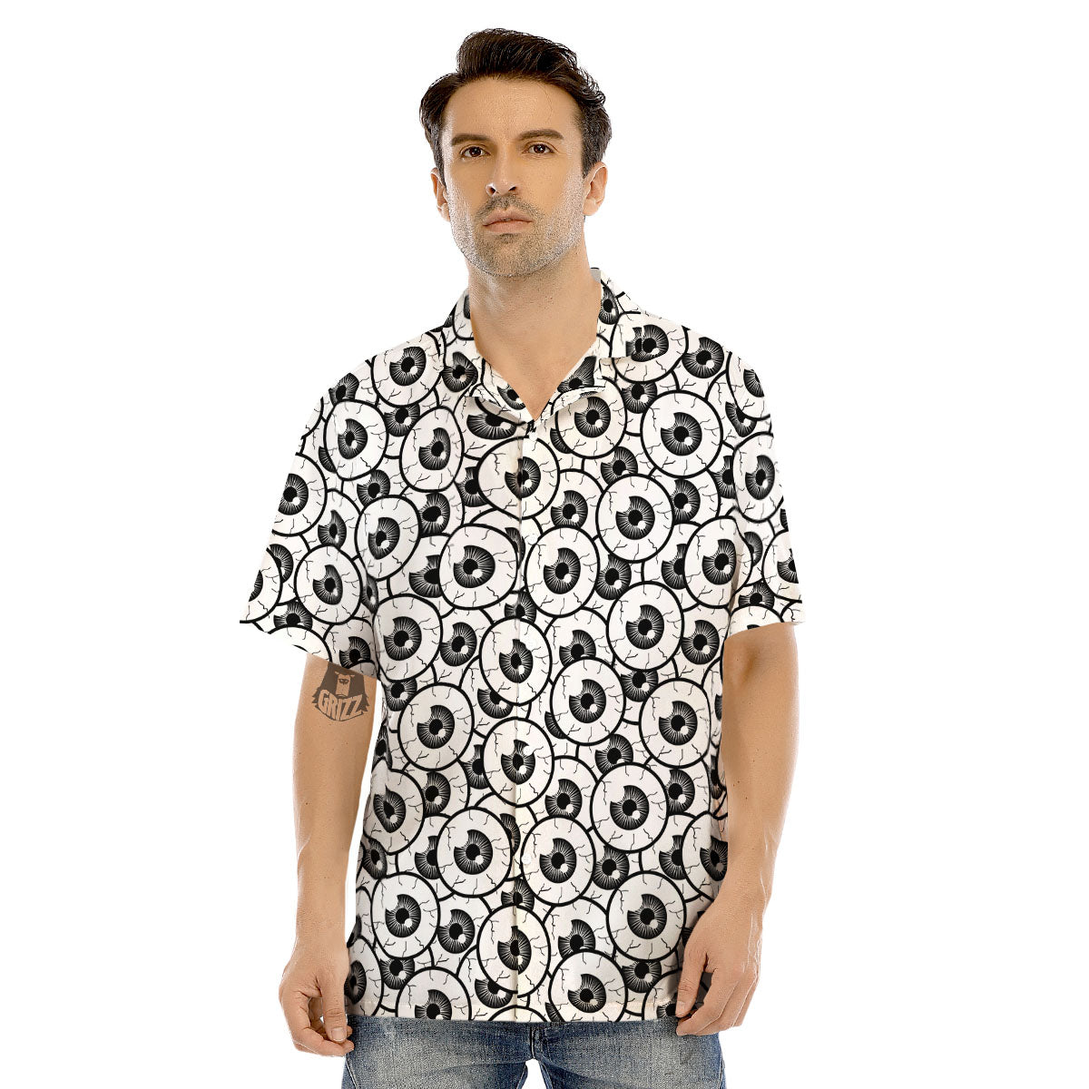 Eyeball Print Pattern Men's Hawaiian Shirt-grizzshop