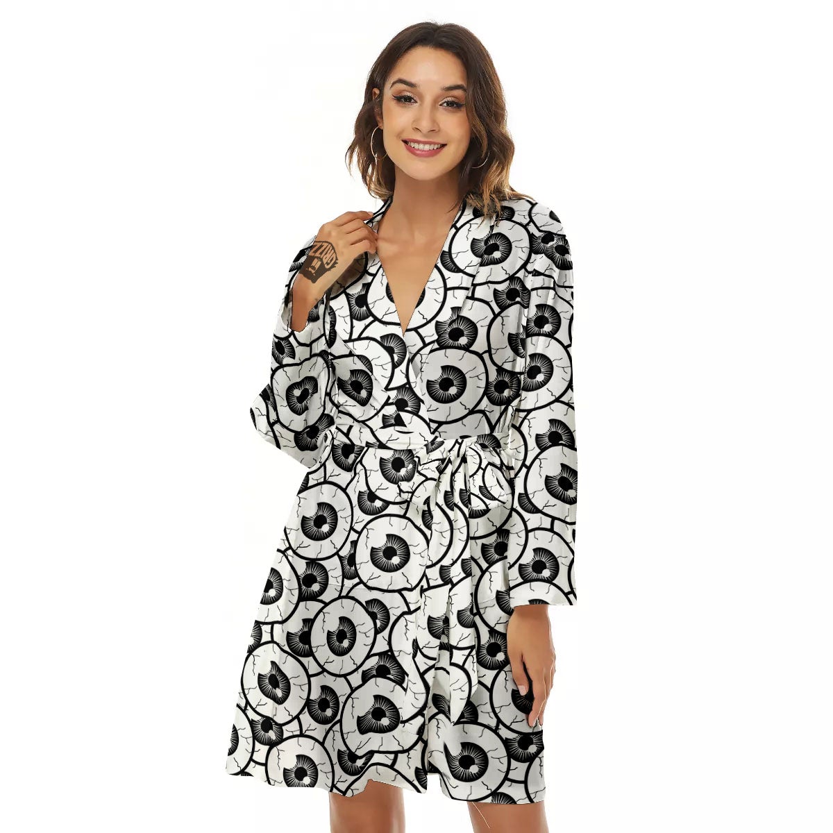 Eyeball Print Pattern Women's Robe-grizzshop