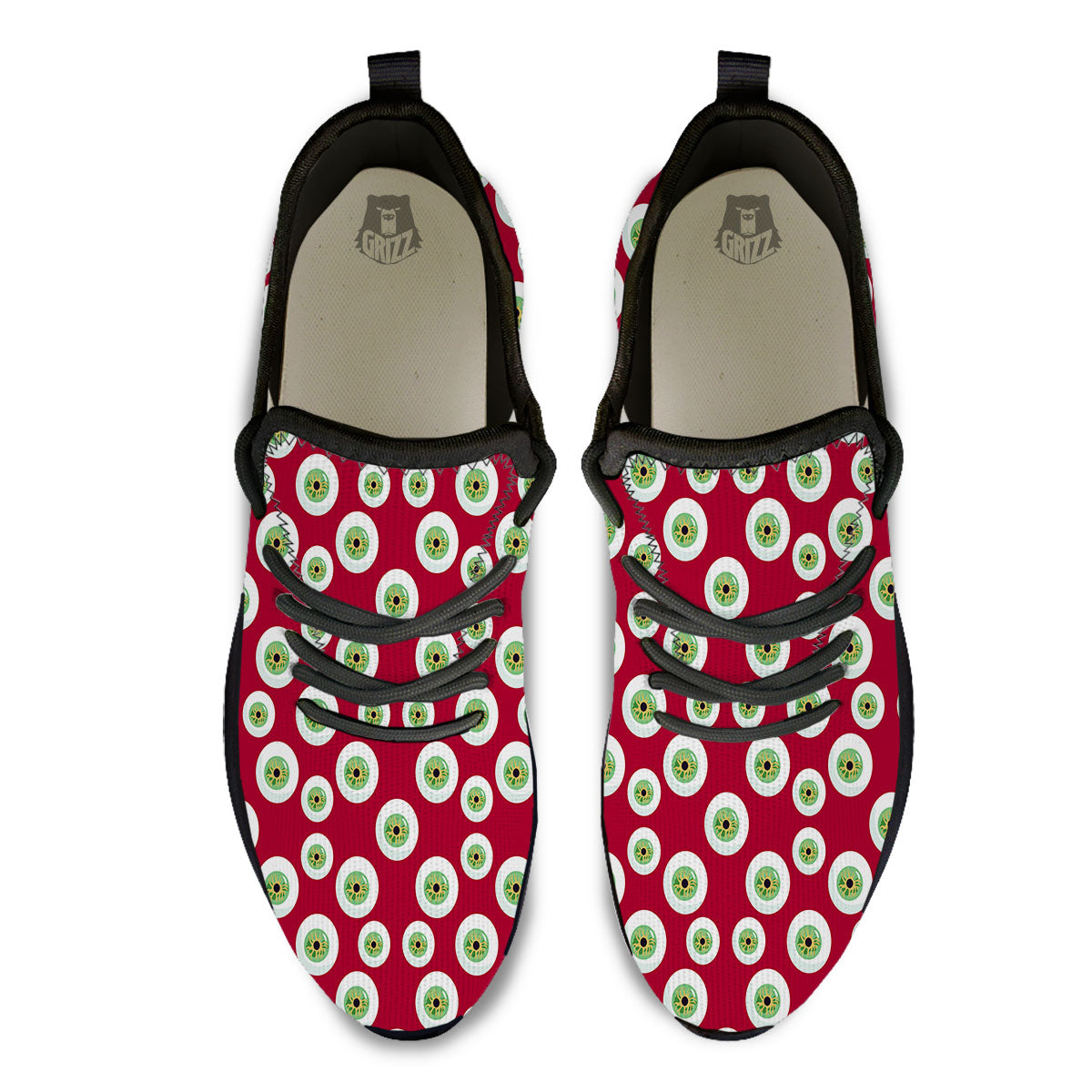 Eyeball Red Creepy Print Pattern Black Athletic Shoes-grizzshop