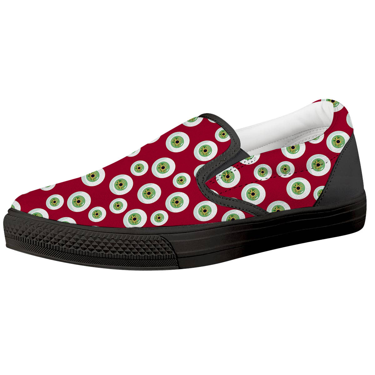 Eyeball Red Creepy Print Pattern Black Slip On Shoes-grizzshop