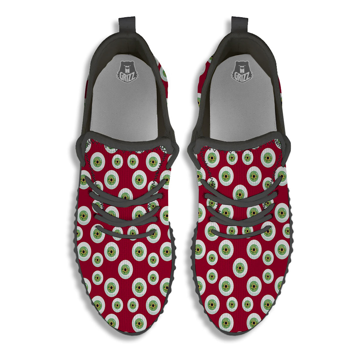 Eyeball Red Creepy Print Pattern Black Walking Shoes-grizzshop
