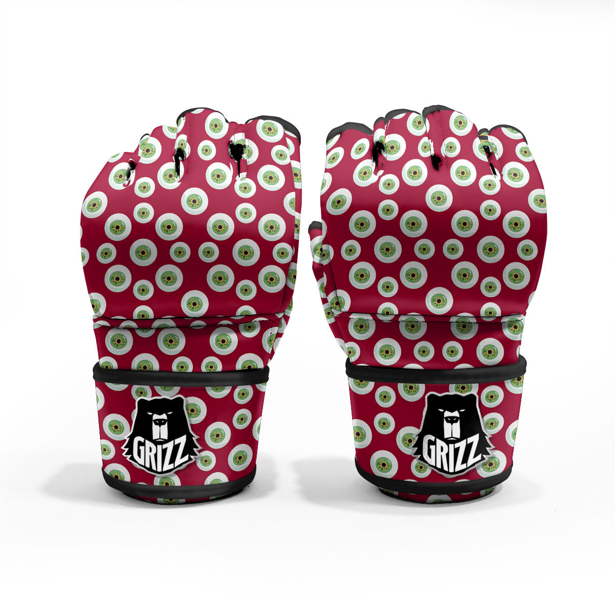 Eyeball Red Creepy Print Pattern MMA Gloves-grizzshop