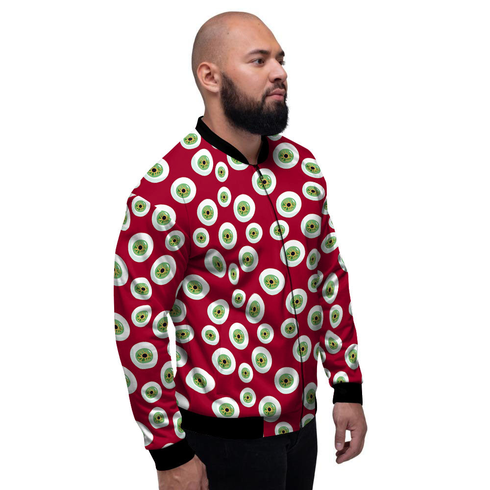 Eyeball Red Creepy Print Pattern Men's Bomber Jacket-grizzshop