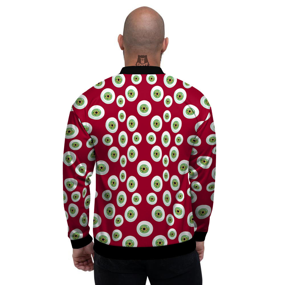Eyeball Red Creepy Print Pattern Men's Bomber Jacket-grizzshop