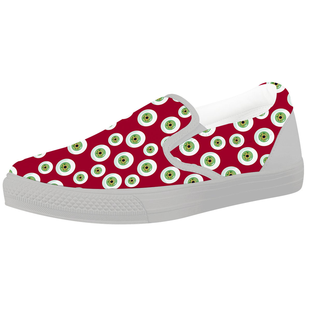 Eyeball Red Creepy Print Pattern White Slip On Shoes-grizzshop