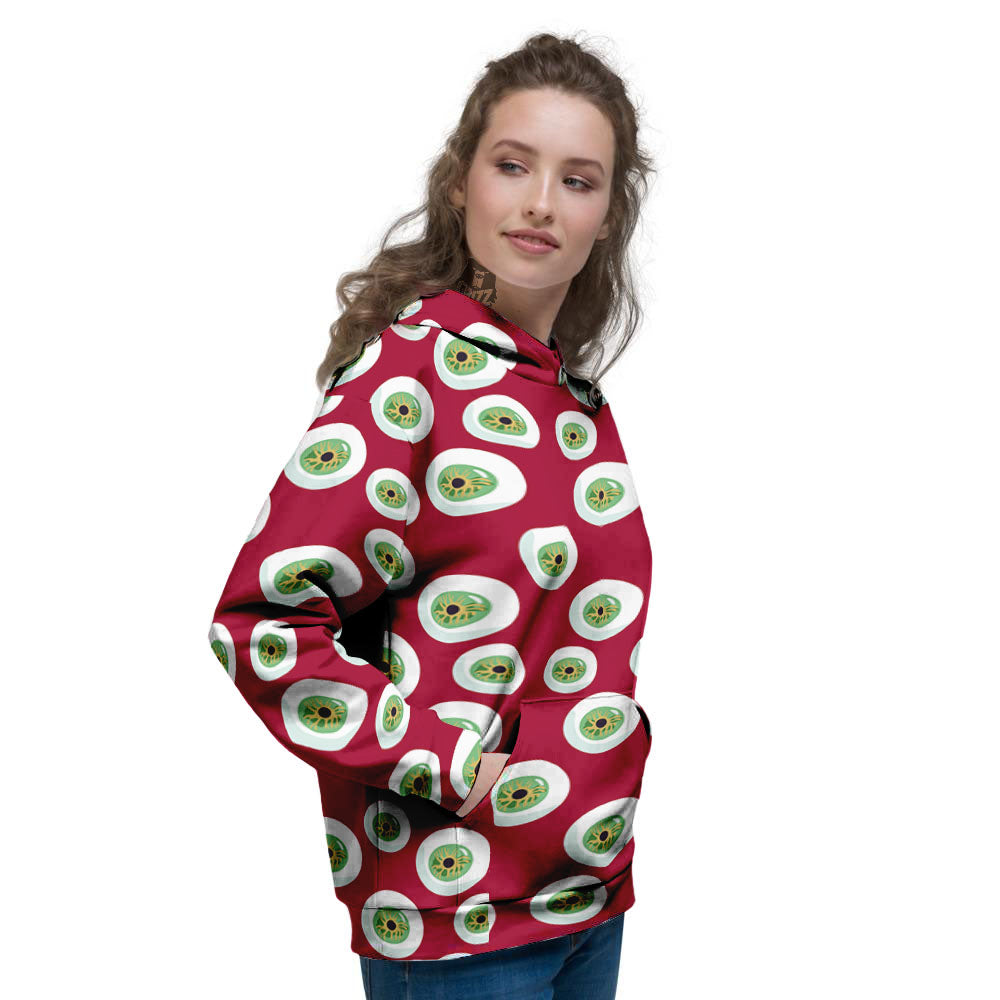 Eyeball Red Creepy Print Pattern Women's Hoodie-grizzshop