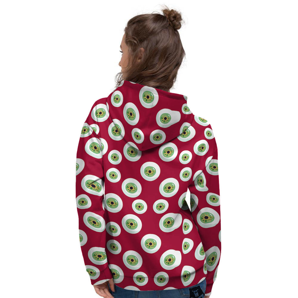 Eyeball Red Creepy Print Pattern Women's Hoodie-grizzshop