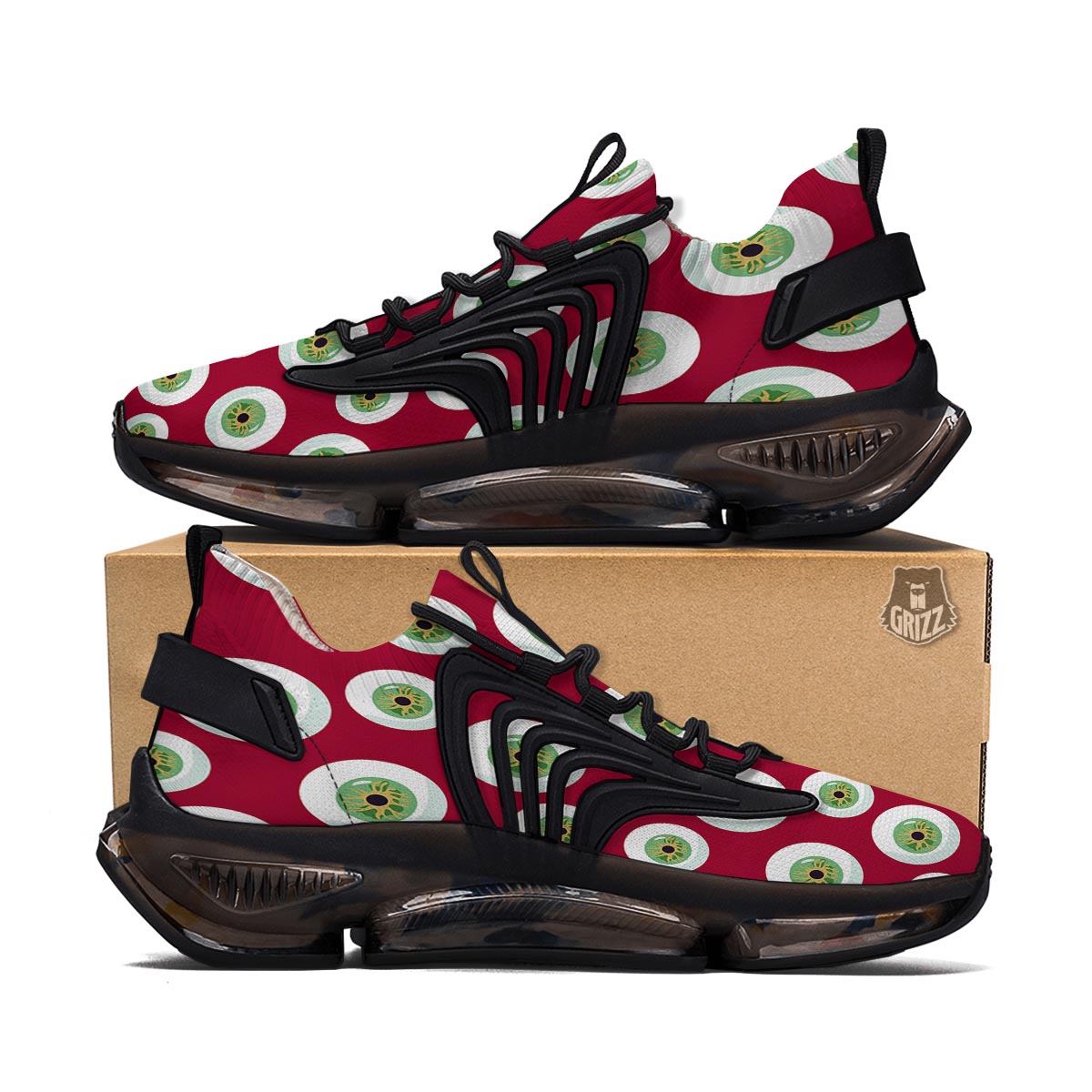 Eyeball Scary Red Print Pattern Black Gym Shoes-grizzshop