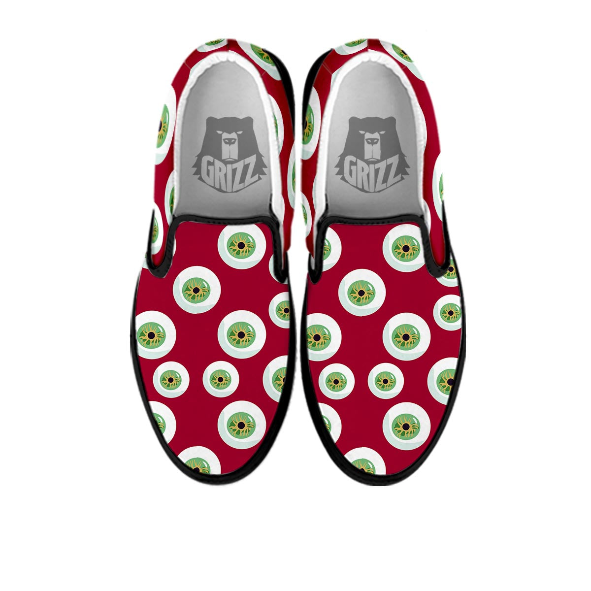 Eyeball Scary Red Print Pattern Black Slip On Shoes-grizzshop
