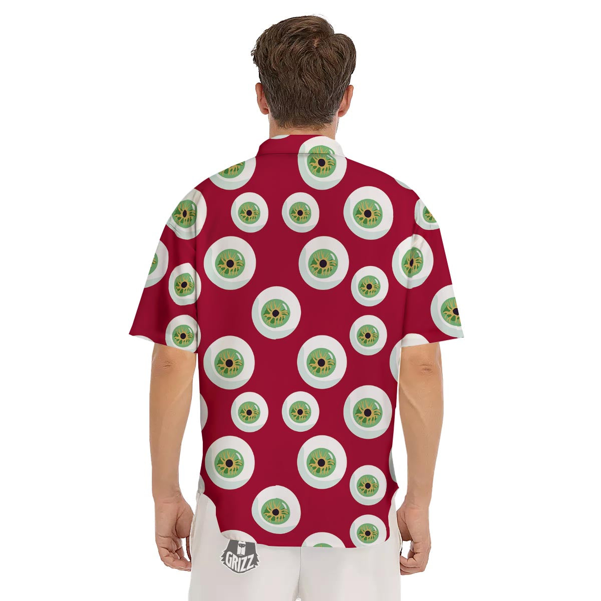 Eyeball Scary Red Print Pattern Men's Short Sleeve Shirts-grizzshop
