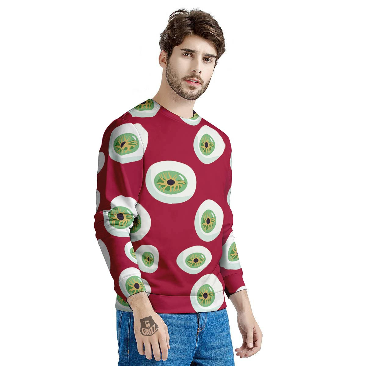 Eyeball Scary Red Print Pattern Men's Sweatshirt-grizzshop
