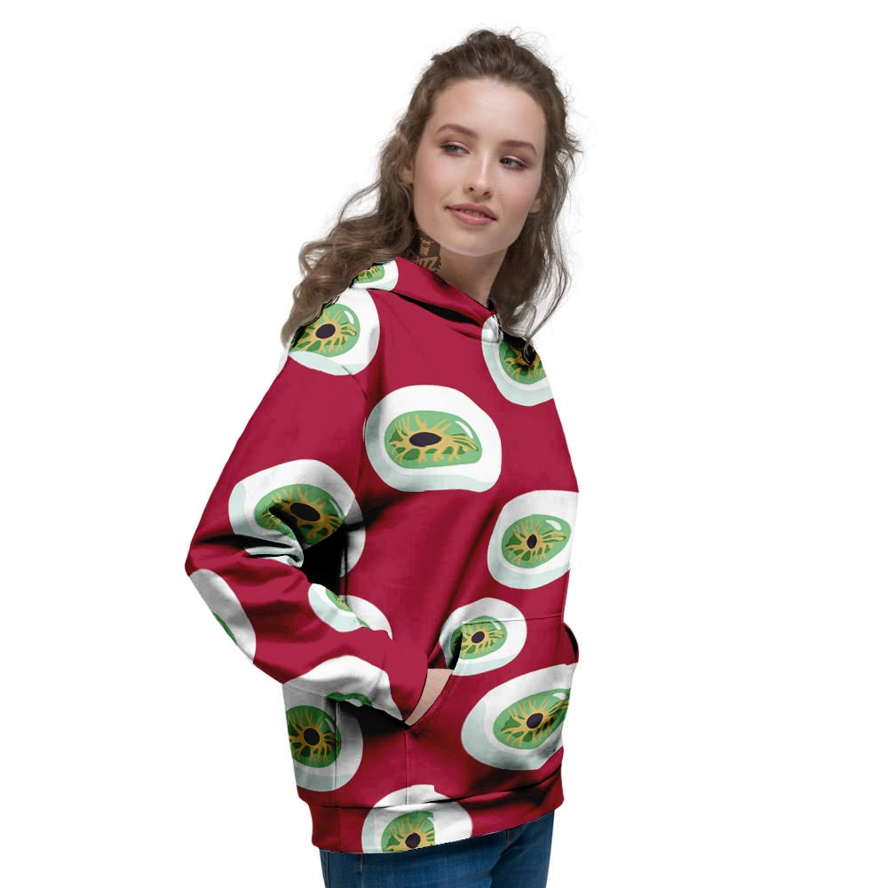 Eyeball Scary Red Print Pattern Women's Hoodie-grizzshop