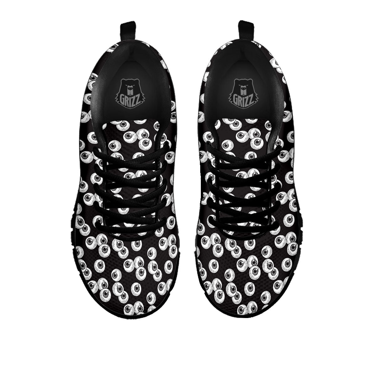 Eyeball White And Black Print Pattern Black Sneaker-grizzshop