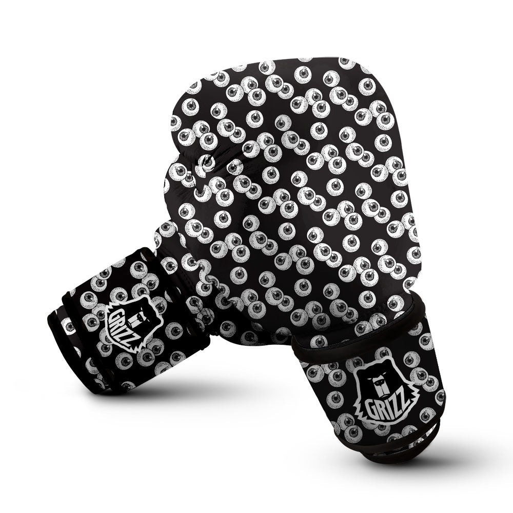 Eyeball White And Black Print Pattern Boxing Gloves-grizzshop