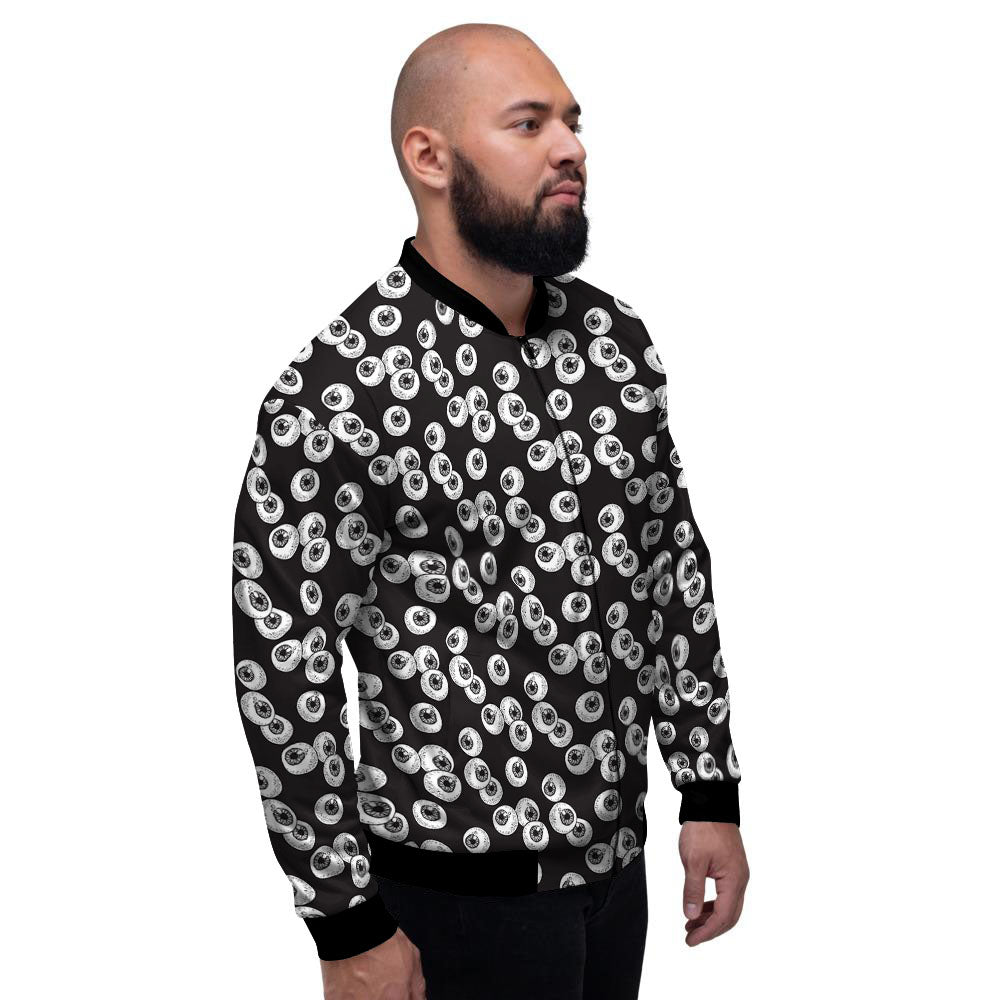 Eyeball White And Black Print Pattern Men's Bomber Jacket-grizzshop
