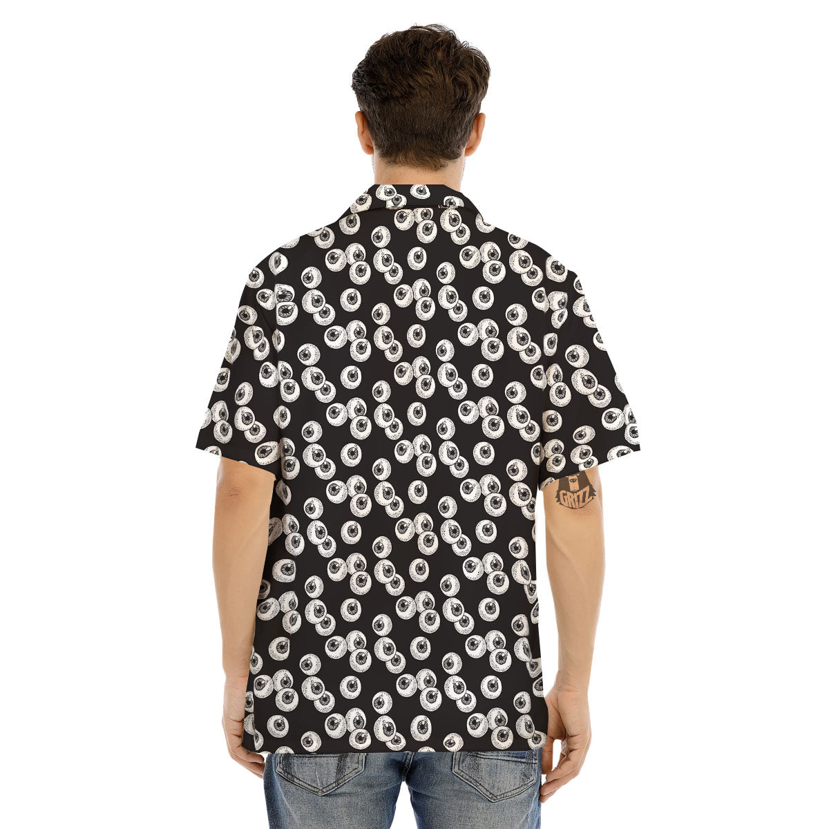Eyeball White And Black Print Pattern Men's Hawaiian Shirt-grizzshop