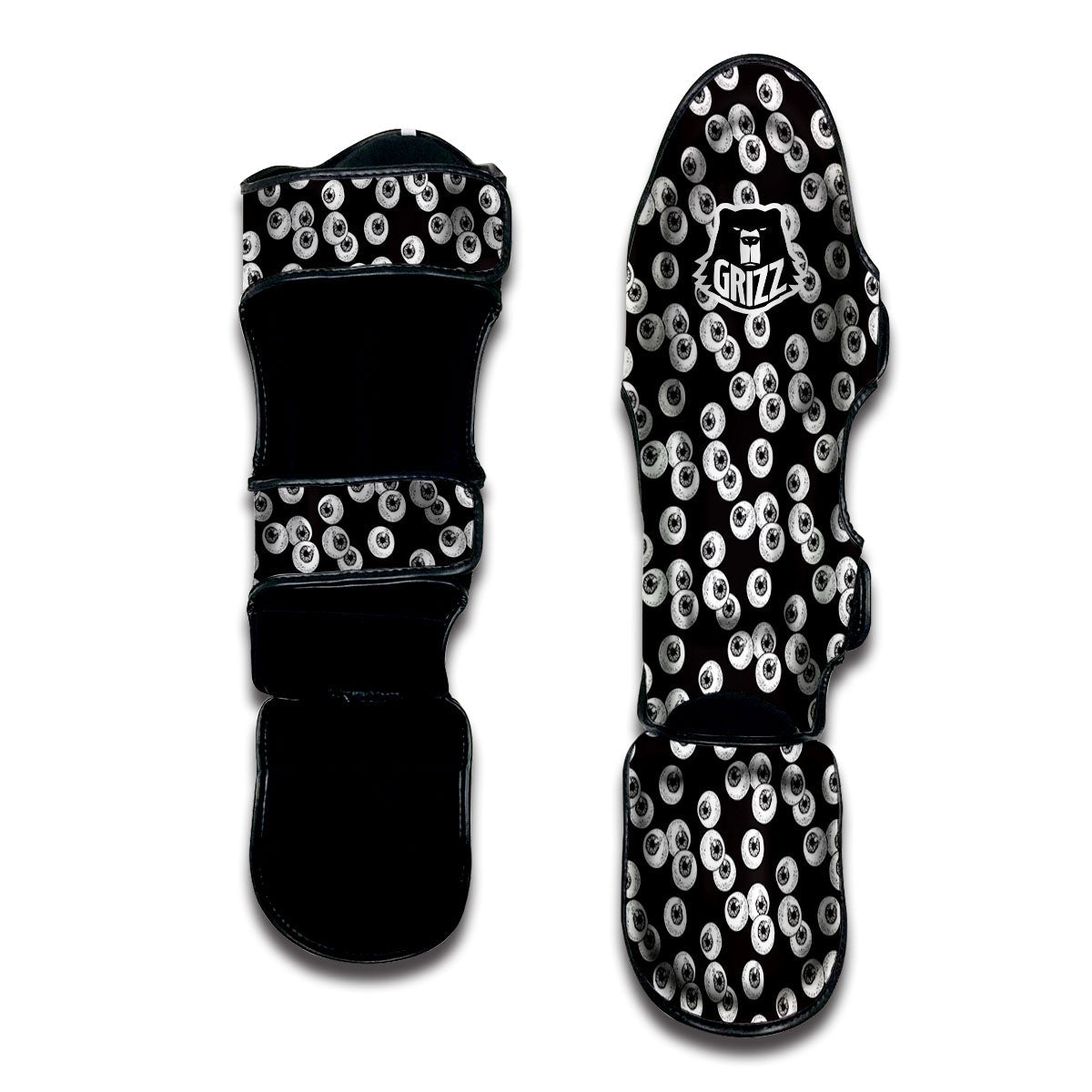 Eyeball White And Black Print Pattern Muay Thai Shin Guards-grizzshop