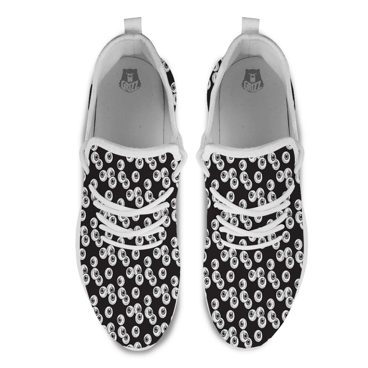 Eyeball White And Black Print Pattern White Athletic Shoes-grizzshop