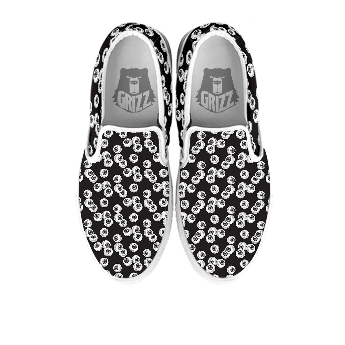 Eyeball White And Black Print Pattern White Slip On Shoes-grizzshop