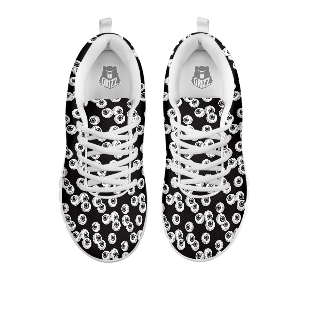 Eyeball White And Black Print Pattern White Sneaker-grizzshop