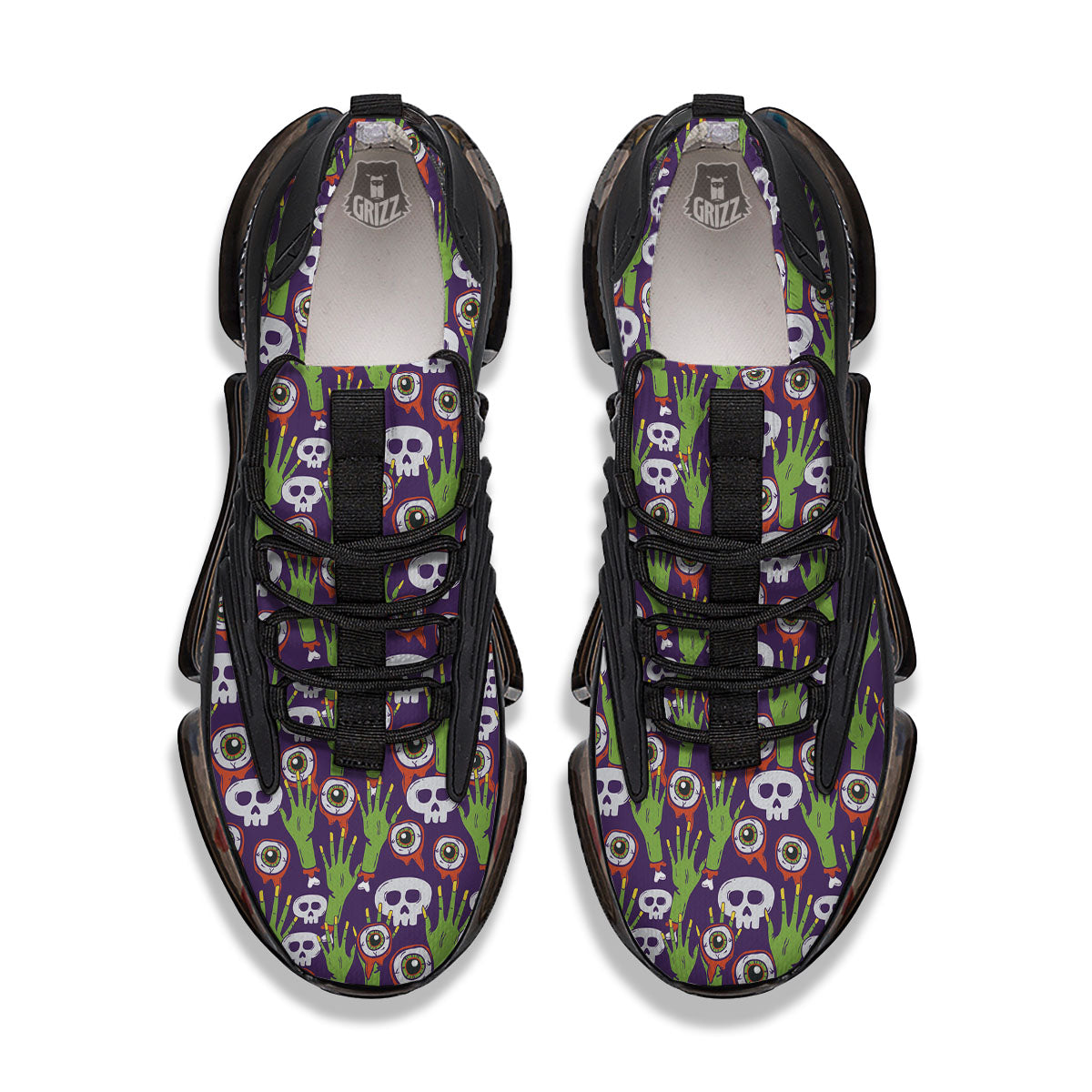 Eyeball Zombie Print Pattern Black Gym Shoes-grizzshop
