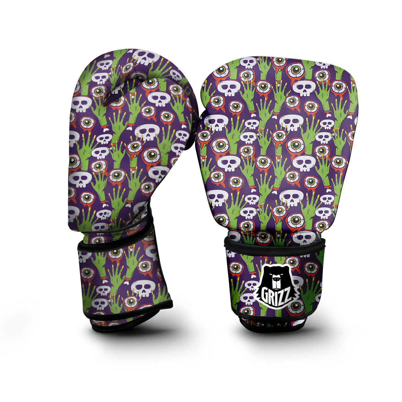 Eyeball Zombie Print Pattern Boxing Gloves-grizzshop