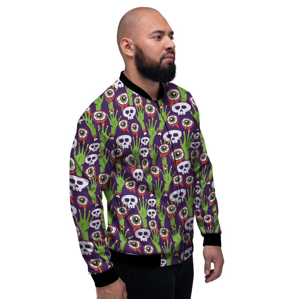 Eyeball Zombie Print Pattern Men's Bomber Jacket-grizzshop