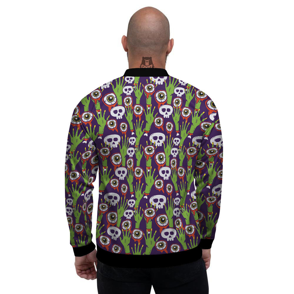 Eyeball Zombie Print Pattern Men's Bomber Jacket-grizzshop