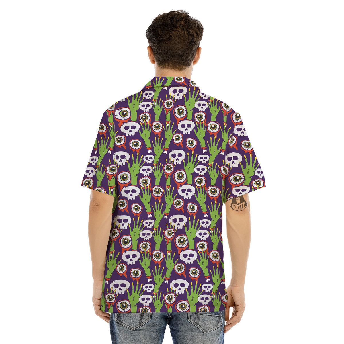 Eyeball Zombie Print Pattern Men's Hawaiian Shirt-grizzshop