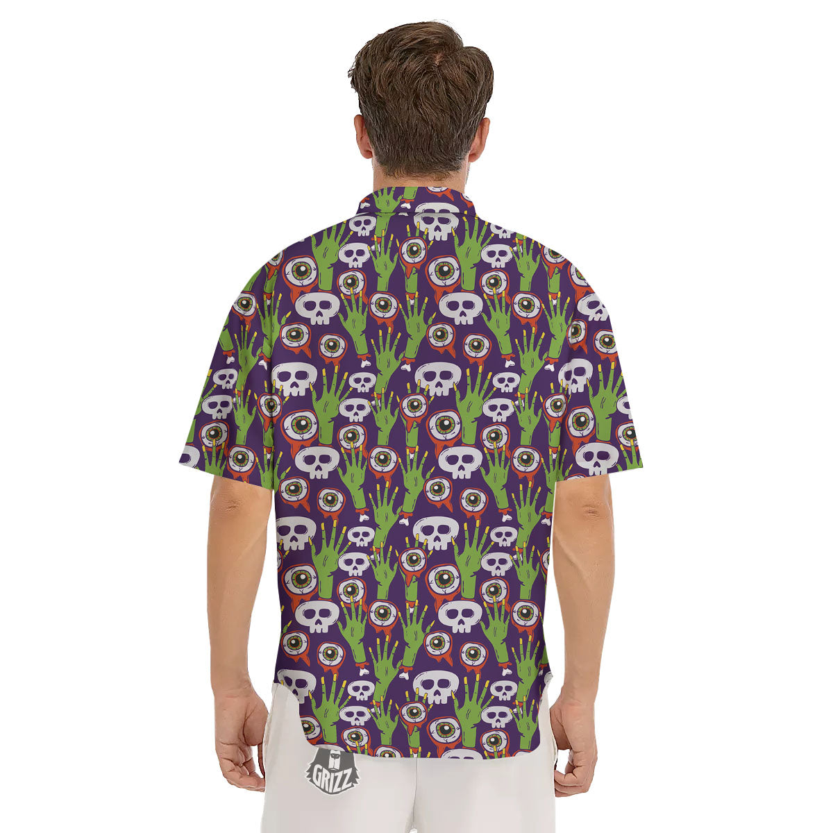 Eyeball Zombie Print Pattern Men's Short Sleeve Shirts-grizzshop