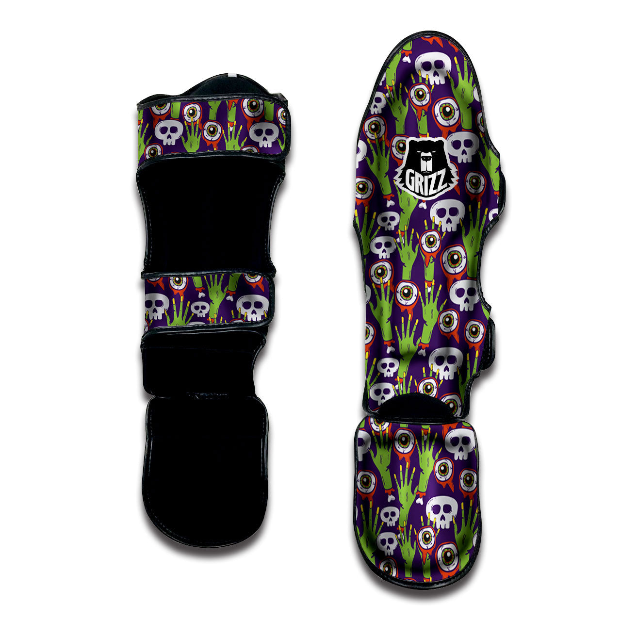 Eyeball Zombie Print Pattern Muay Thai Shin Guards-grizzshop