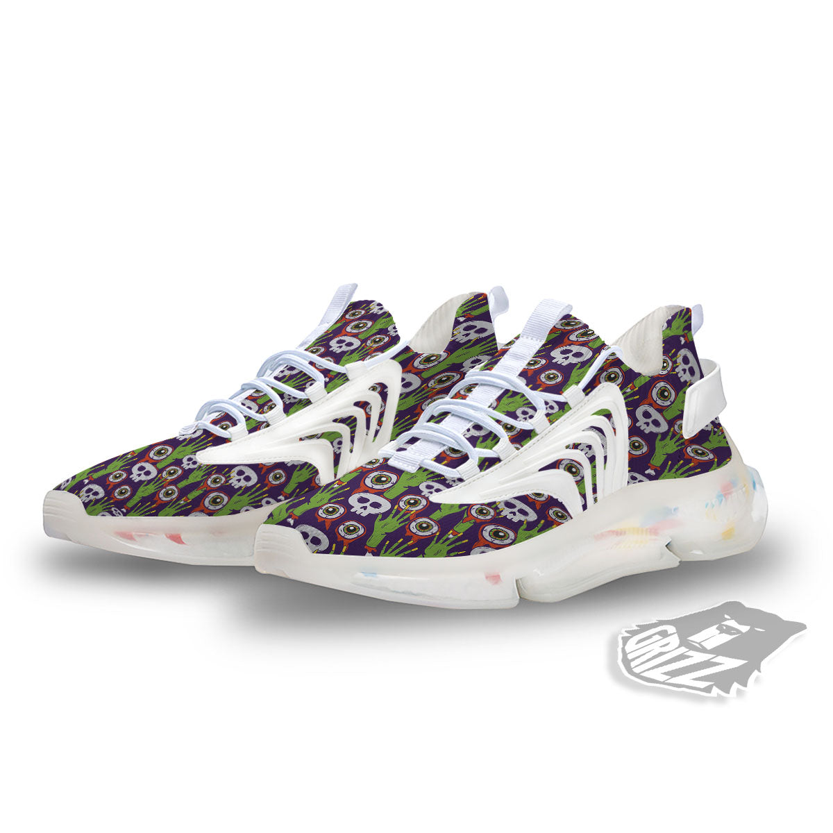 Eyeball Zombie Print Pattern White Gym Shoes-grizzshop