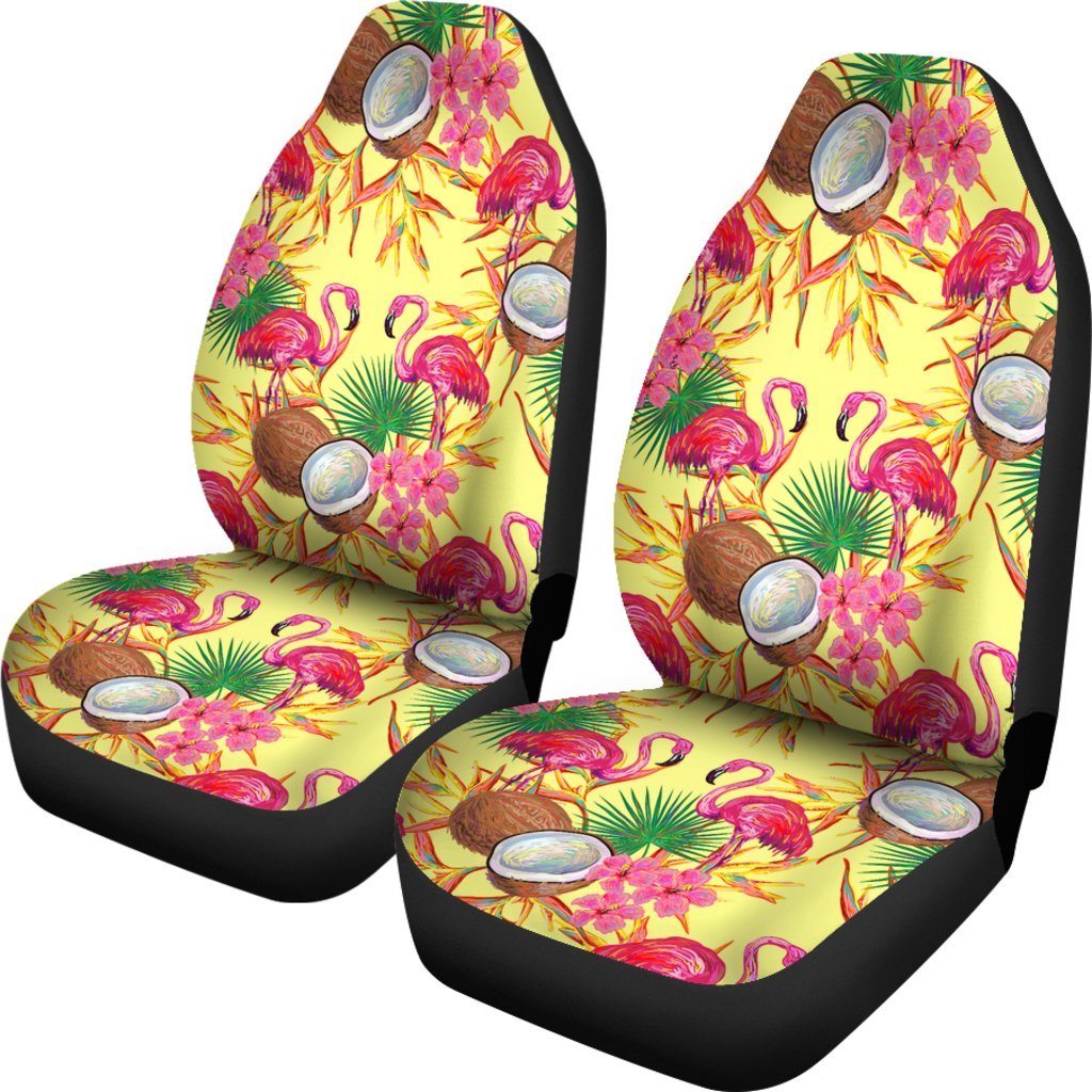 FLAMINGOS TROPICAL COCONUT CAR SEAT COVER UNIVERSAL FIT-grizzshop
