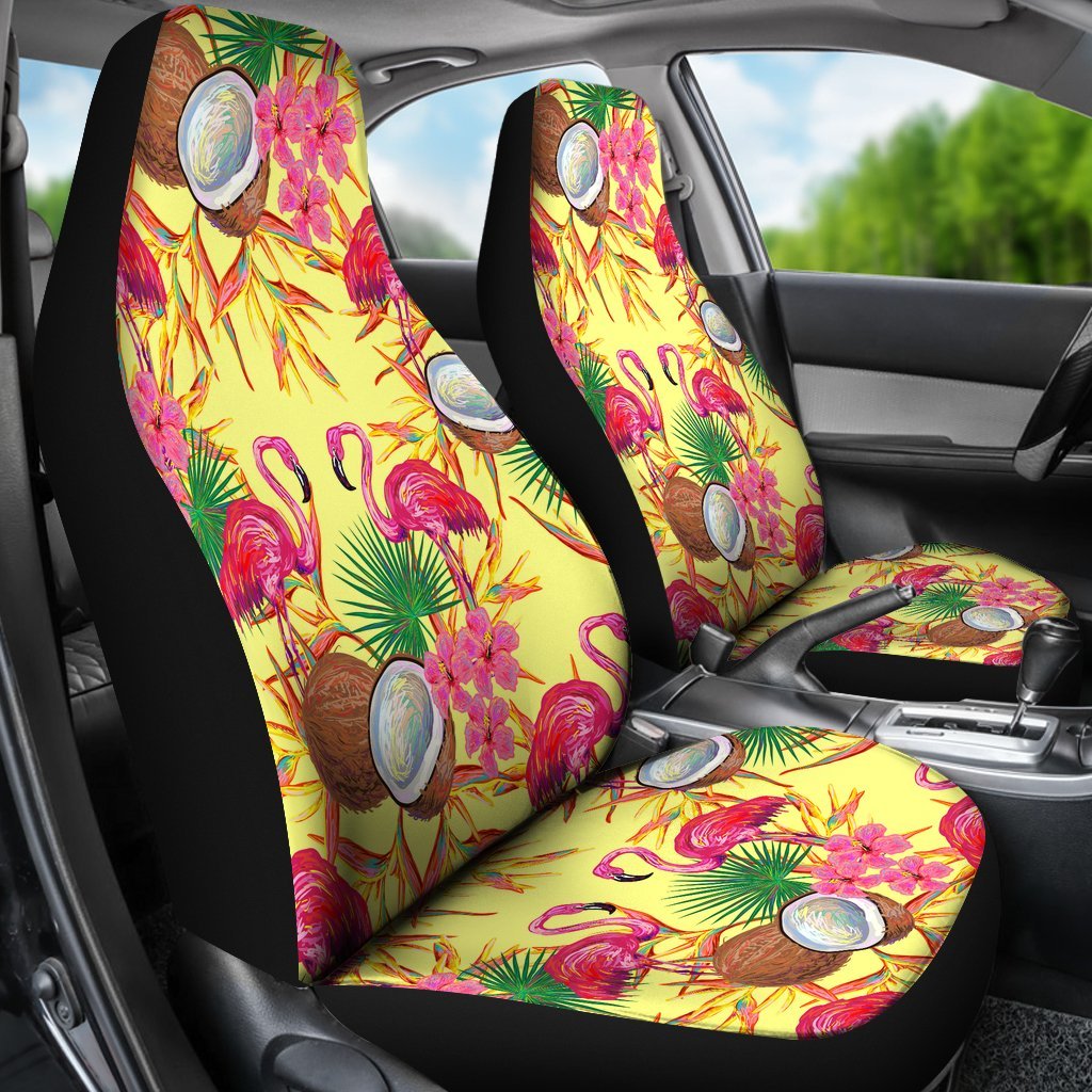 FLAMINGOS TROPICAL COCONUT CAR SEAT COVER UNIVERSAL FIT-grizzshop