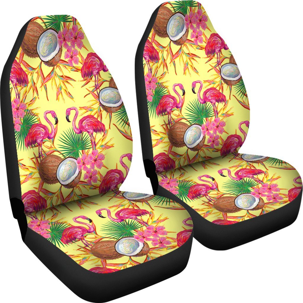 FLAMINGOS TROPICAL COCONUT CAR SEAT COVER UNIVERSAL FIT-grizzshop