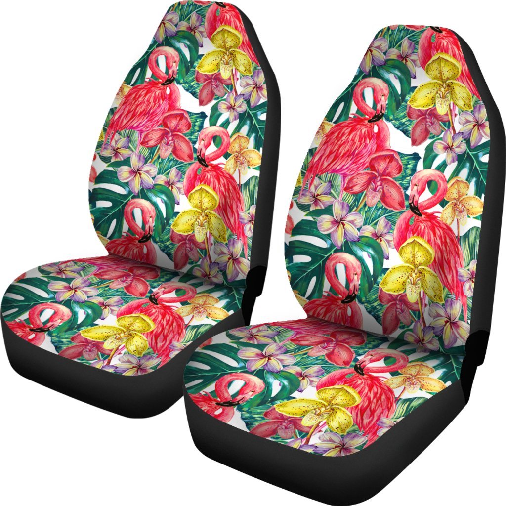FLAMINGOS TROPICAL FLOWER CAR SEAT COVER UNIVERSAL FIT-grizzshop