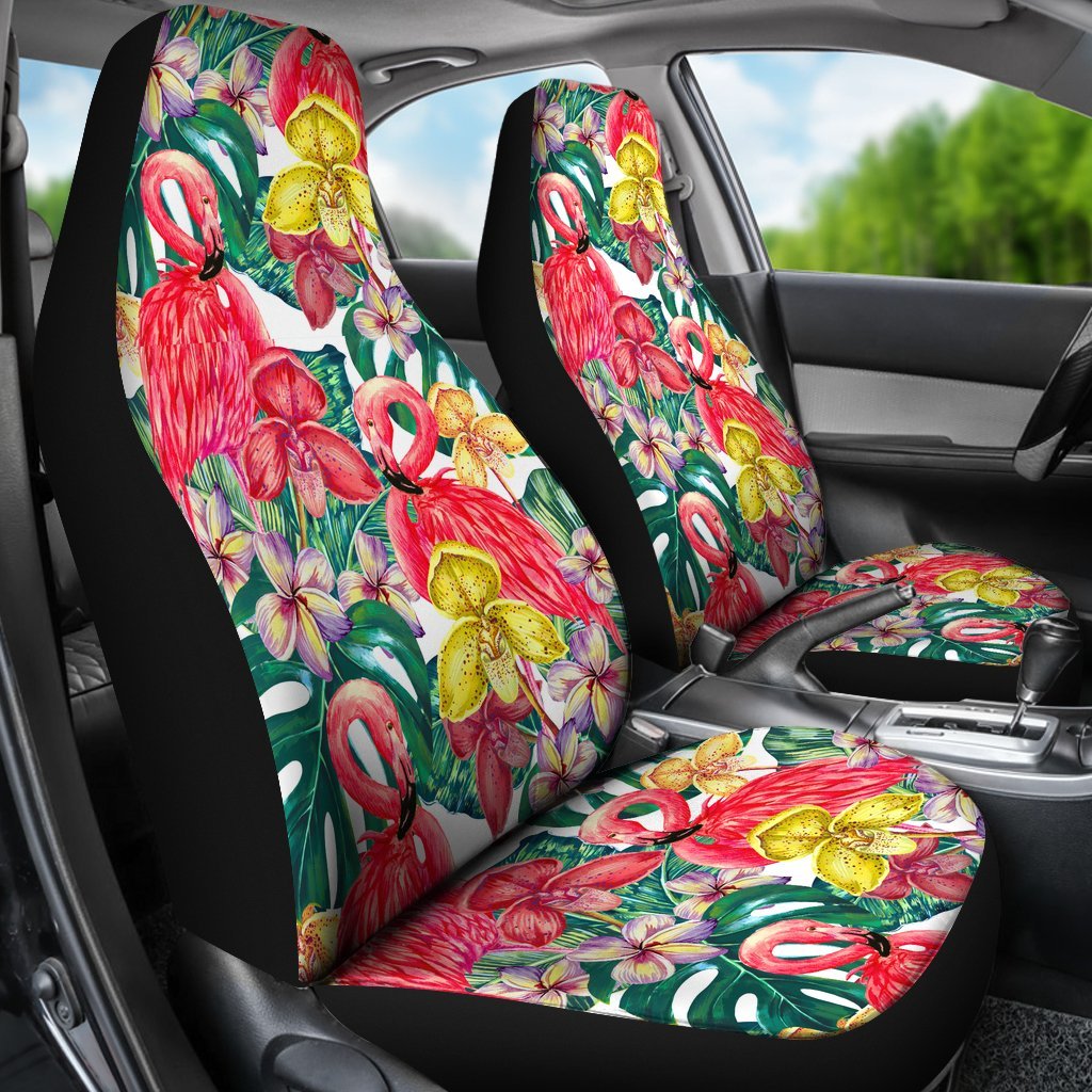 FLAMINGOS TROPICAL FLOWER CAR SEAT COVER UNIVERSAL FIT-grizzshop